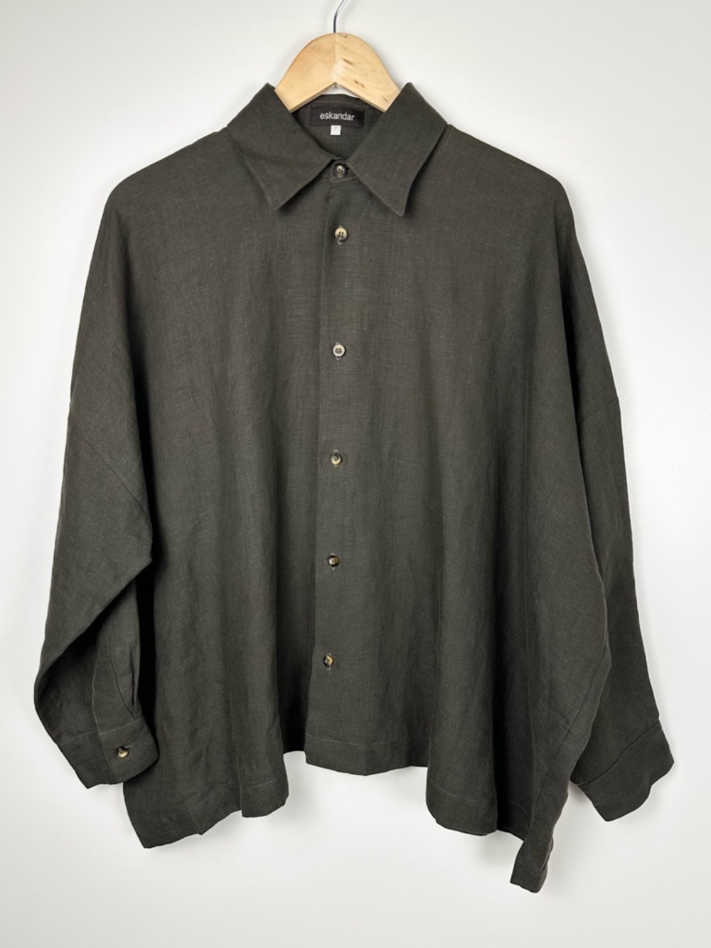 Eskandar Button Front Oversized Linen Shirt